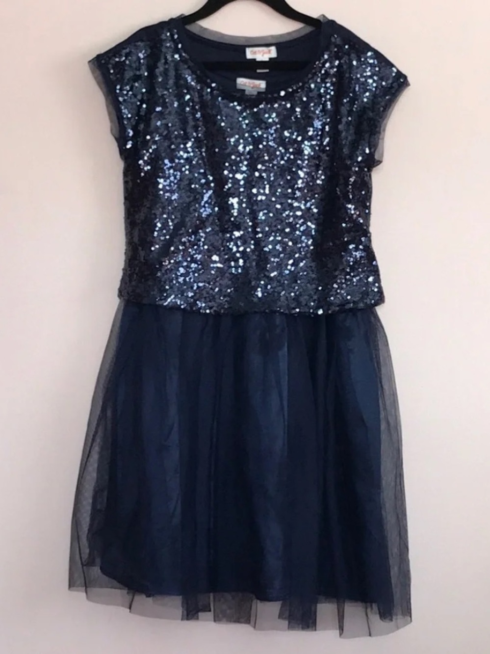 Cat & Jack Navy blue girls 2 piece sequin tulle holiday dress size L